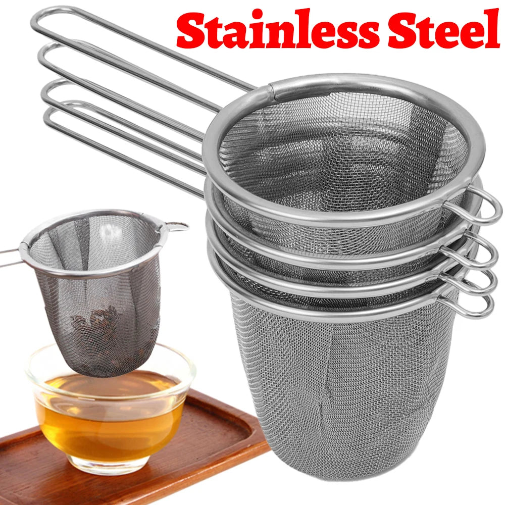 Stainless Steel Tea Infuser Reusable Tea Leak Filter Teapot Strainer Single Ear Shape Coffee Herb Spice Diffuser With Handle Quake