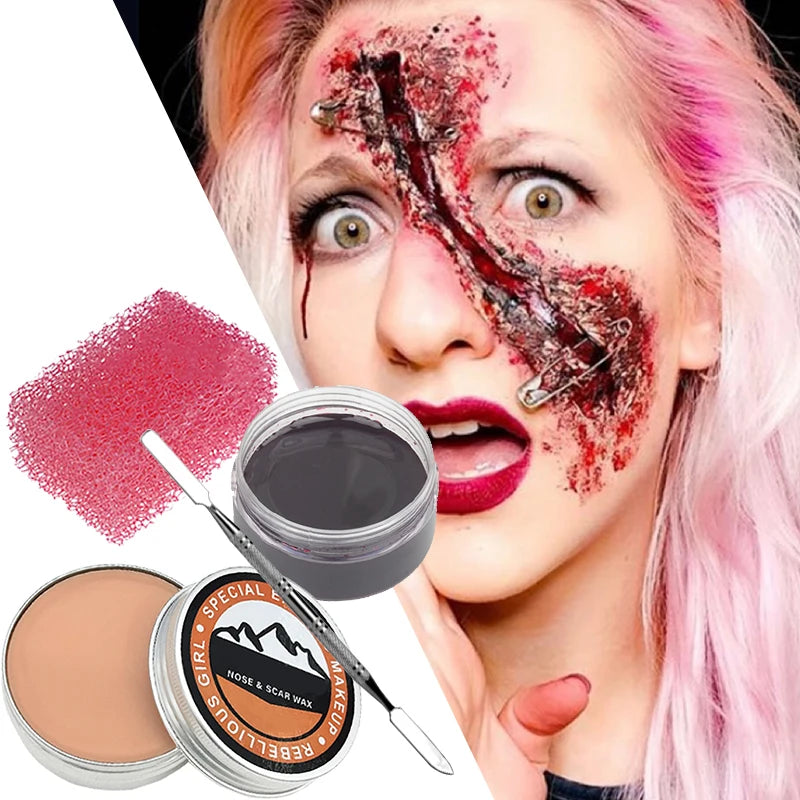 Scar Wax Set with Scraper: Create realistic Special Effects for Halloween or Cosplay-Body Painting,Fake Wounds and Modeling Wax Quake