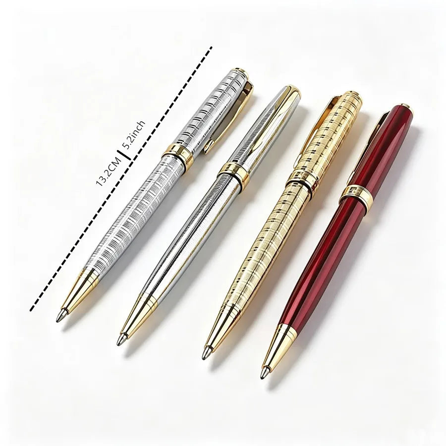 Vintage Metal Ballpoint Pen Luxury Gold Silver Red Business Writing High Quality Twist Ball Pen Office School Gift Quake