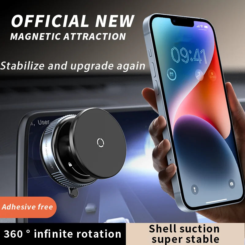 K009 Car Phone Holder Mechanical Vacuum Suction Cup Strong Magnetic Adsorption Bracket For Gym Kitchen Car Navigation Stand Quake