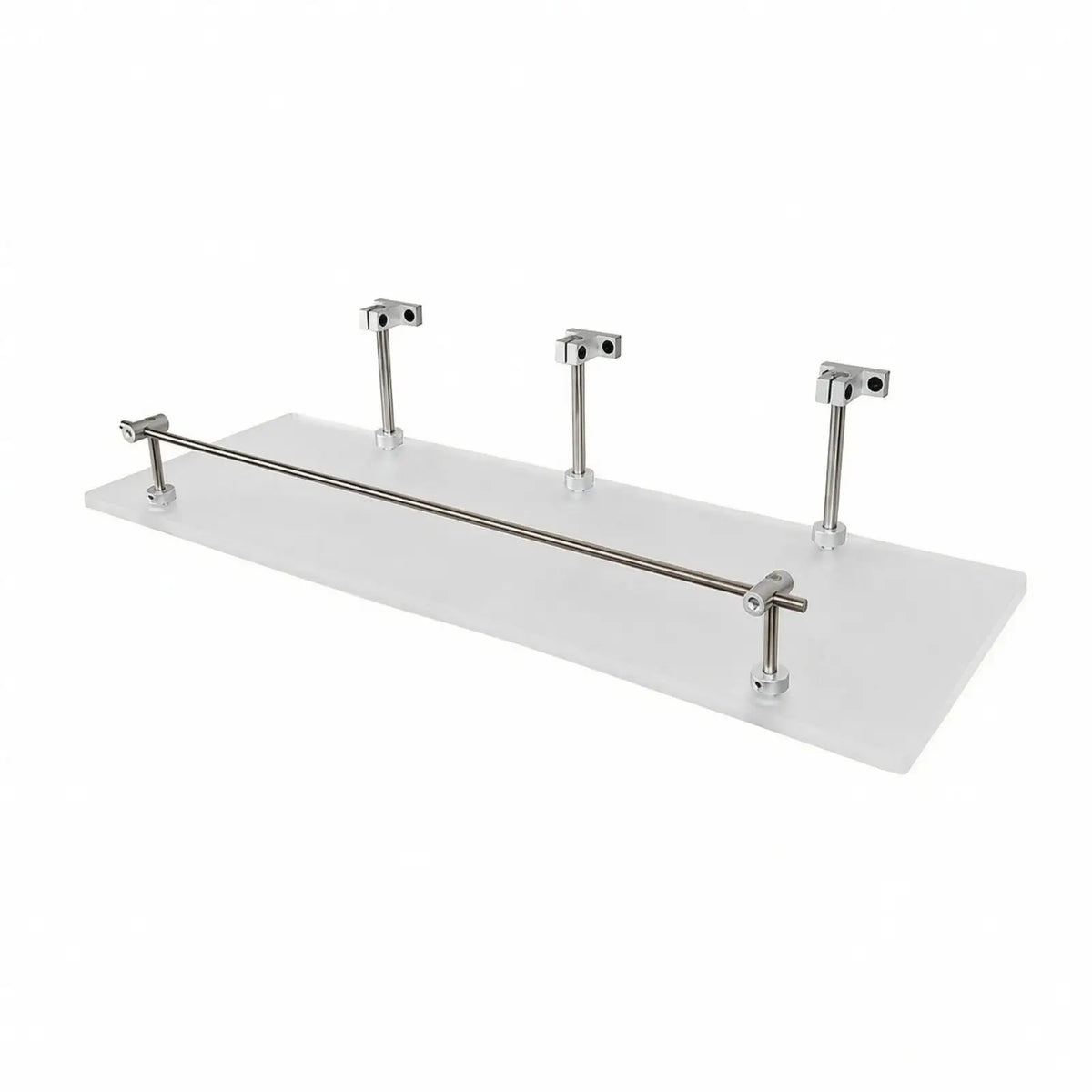 Wall Mounted Acrylic Display Shelf with Metal Guard for Books Decor and Everyday Items in Living Space Quake FrostedAcrylic