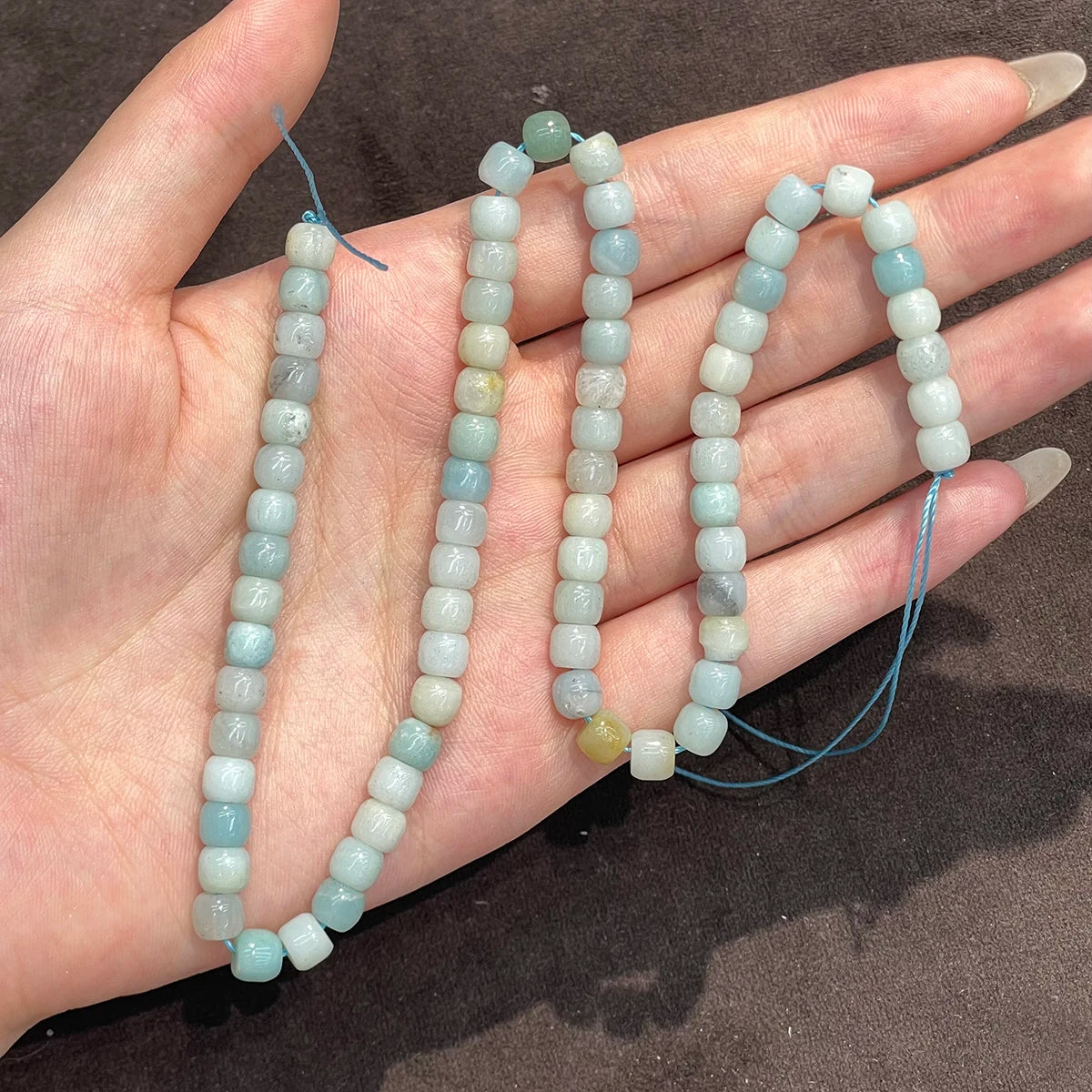 Natural Stone Turquoise/Blue-Veins Stone Isolation Beads 5x6mm For Jewelry Making DIY Necklace Bracelet Chain Accessory Quake Amazonite 5x6mm