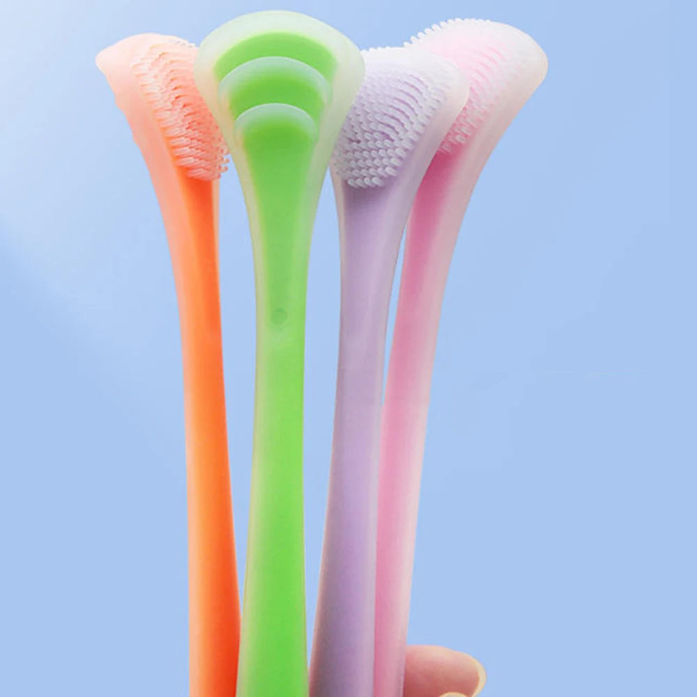vvocci Silicone Tongue Scraper Tongue Double-sided Cleaner Fresh Breath Massage Tongue Cleaner Oral Cleaning Care Tool Quake