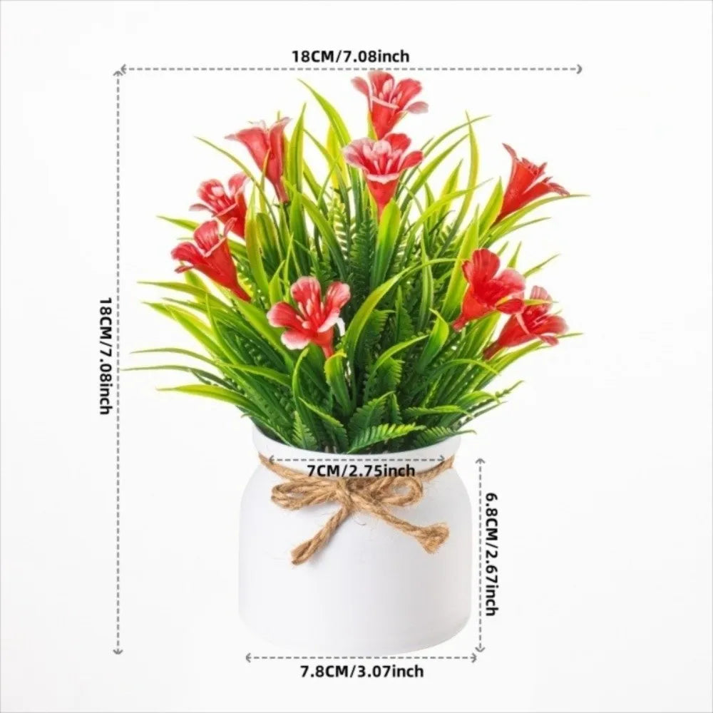 Mini Fake Potted Flowers Evergreen Bonsai Artificial Flower Bonsai Fake Plant Table Decor Potted Ornaments Desktop Decoration Quake