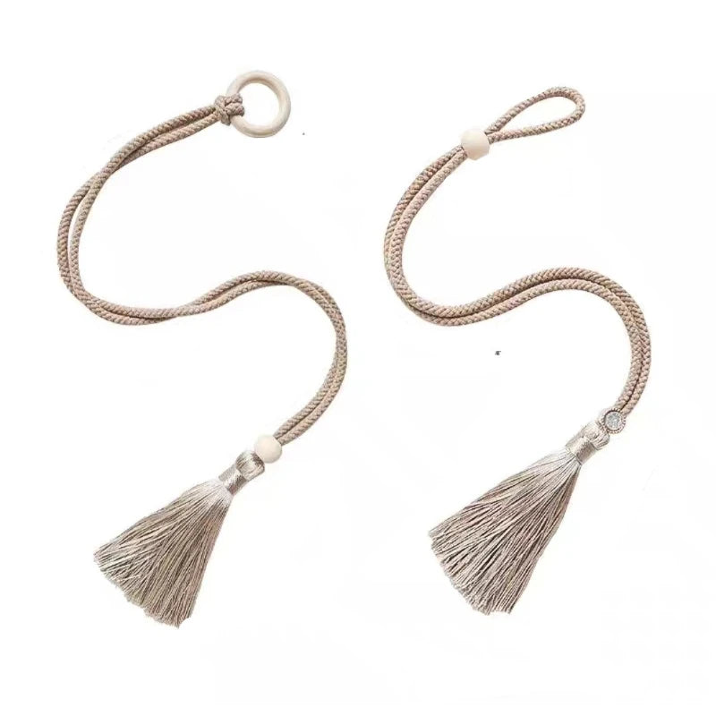 Wooden Ring Tassel Curtain Tiebacks Hand Woven Cotton Rope Curtain Holdbacks Adjustable Curtain Straps Home Decorations Quake