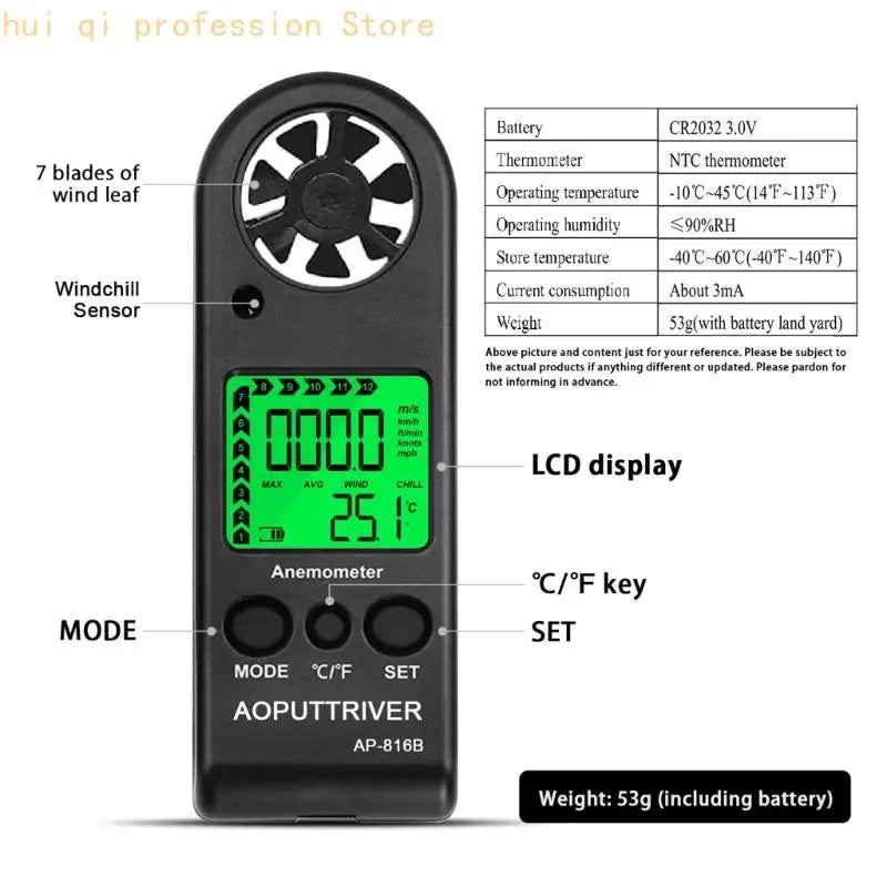 5 Unit Digital Anemometer With Wind Speeds Temperature Humidity Pressure Altitudes Measurement For Outdoor H8WE Quake