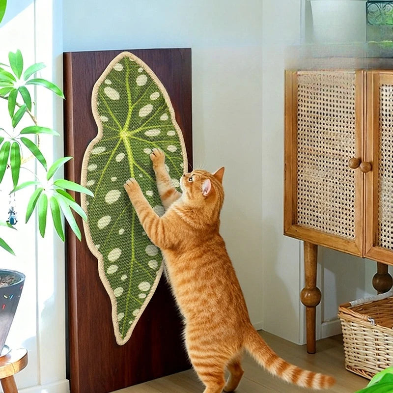 1PC Natural Sisal Leaf Shaped Cat Scratcher Wall Mountable Durable Cat Toy for Cats Grinding Claws No Scraps Falling Quake