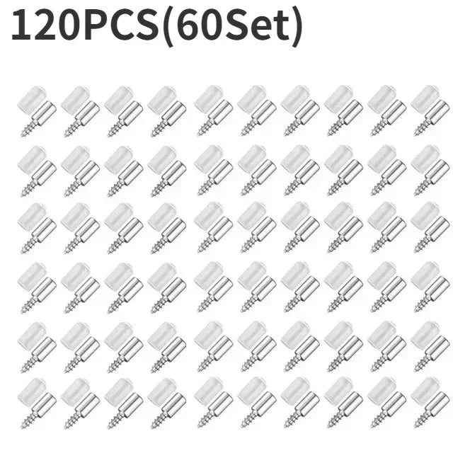 120/2Pc Self Tapping Screw Cabinet Bracket Laminate Support with Rubber Sleeve Non-Slip Layer Glass Plate Holder Fixed Screw Set Quake 120PCS(60Set)