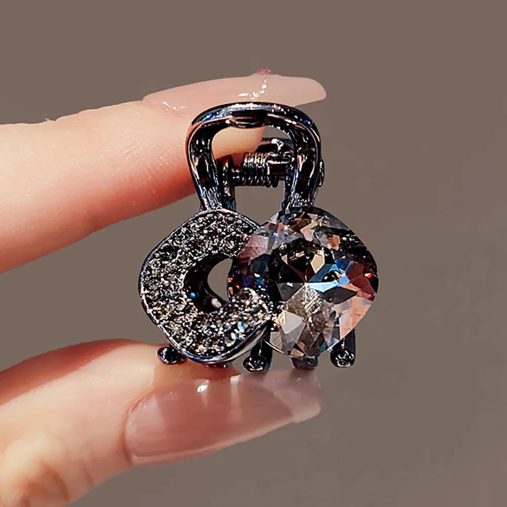 Exquisite Small Crystal Rhinestone Hair Claw Alloy Bangs Hairpin Women Forehead Bang Side Clip Princess Head Hair Accessories Quake 1pc