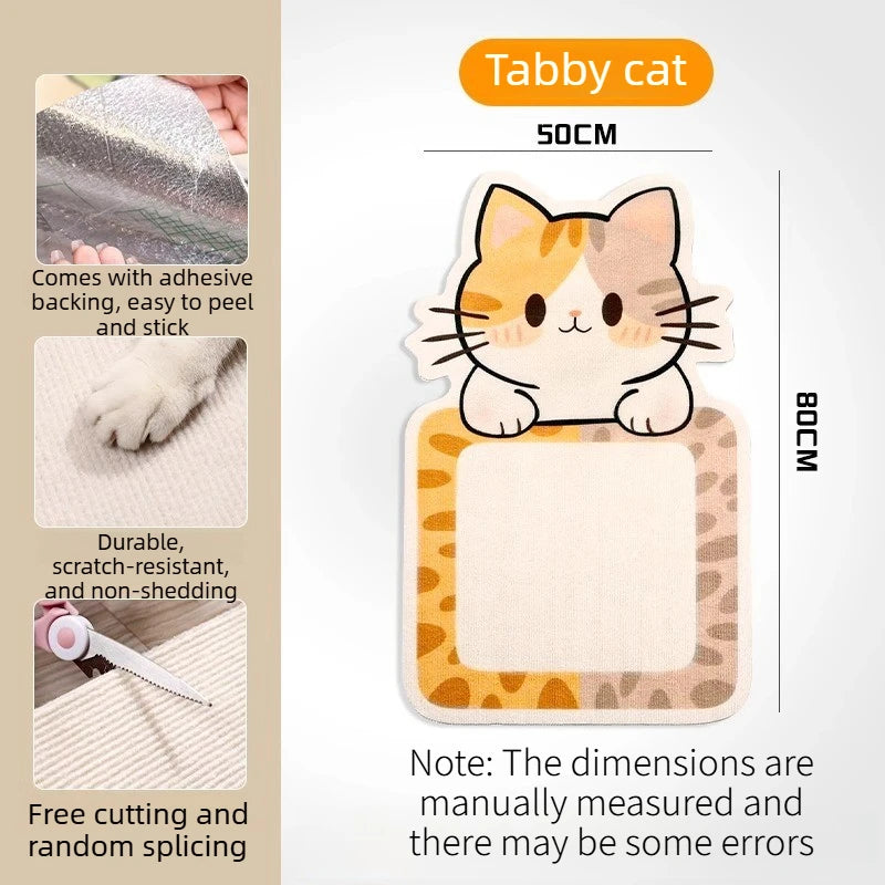 Wall Mounted Felt Cat Scratcher Pad Durable No Crumbles Cat Scratch Mat Protect Sofa Vertical Cat Scratching Pad for Kitten Quake Three-flower cat