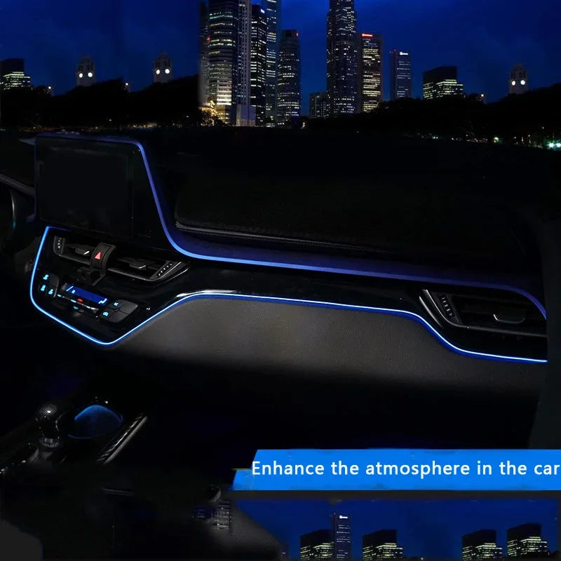 Car Interior LED Dashboard Central Frame Trim Atmosphere Light EL Wiring Neon Strip Ambient Lamp for Toyota CHR C-HR 2017-2021 Quake