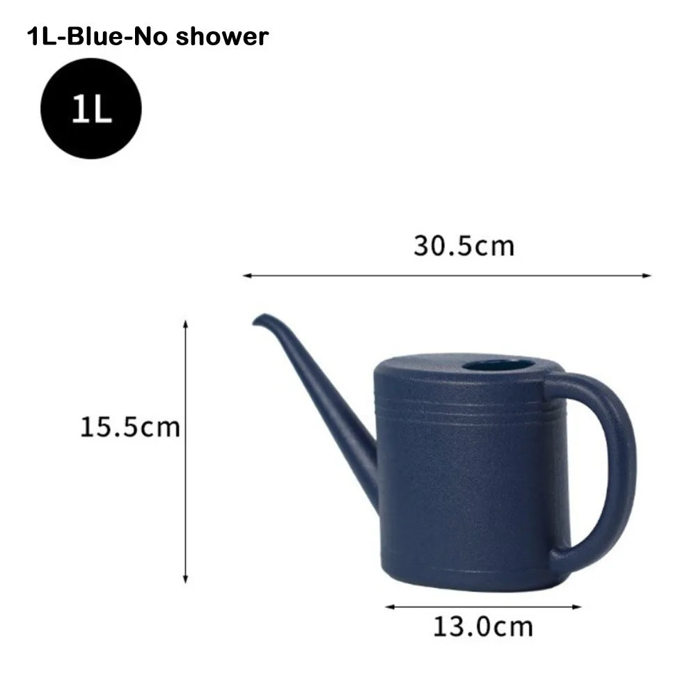 1L/2L Watering Can Pot Long Mouth Garden Plants Plants Sprinkler Large Capacity Plastic Flower Spray Water Kettle Watering Tool Quake 1L-Blue-No shower