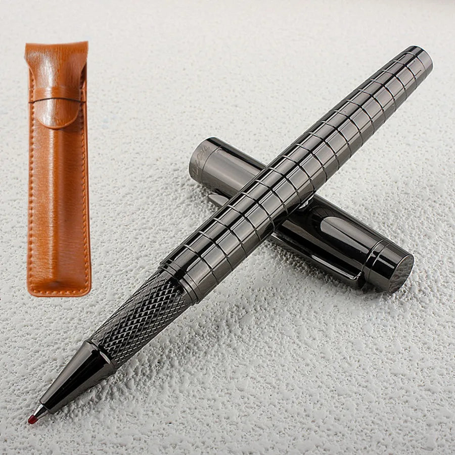 Monte Mount School Office Stationery Supplies Luxury Metal Gray Lattice Roller Ball Pen 0.7mm Metal Ballpoint Pens for Gift Quake 856-3