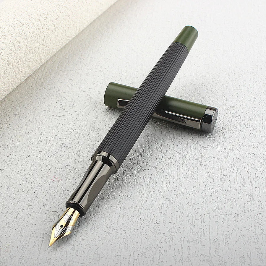 1 PCS Luxury Student Metal 5069 Fountain Pen 0.5MM Nib With Ink Converter Gray Trim Fancy Gift Calligraphy Writing Pen Quake 5069-4 0.5MM