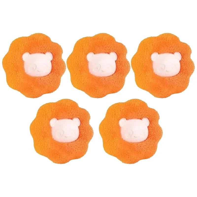 Cute Pet Hair Remover Reusable Ball Laundry Washing Machine Filter Wool Sticker Cat Hair Remover Pet Fur Lint Catcher Home Quake Orange 5pcs