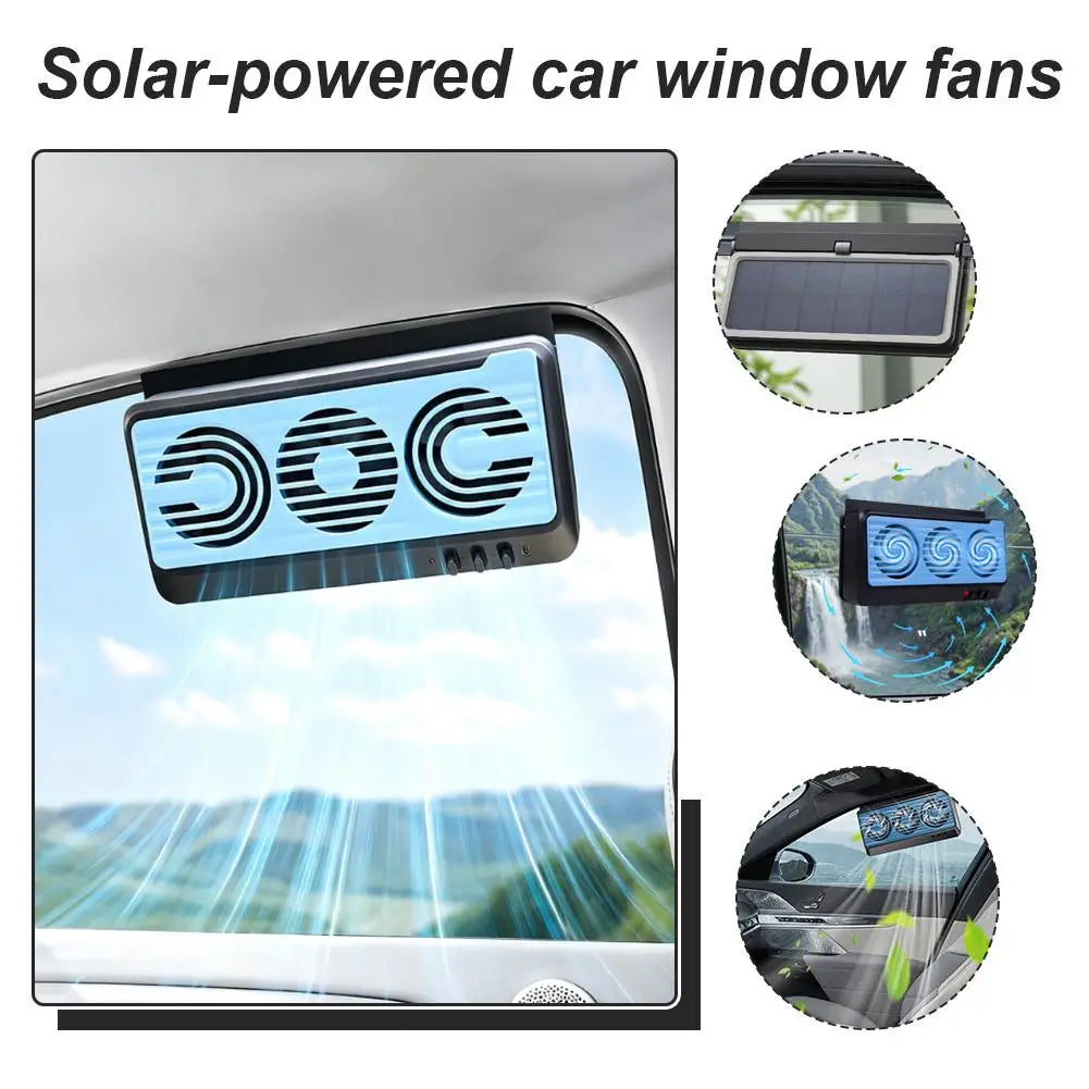 Solar Car Fan Window Exhaust Ventilation Fan Cooling Air Circulator for Auto SUV RV Summer Travel Vehicle Interior Accessories Quake