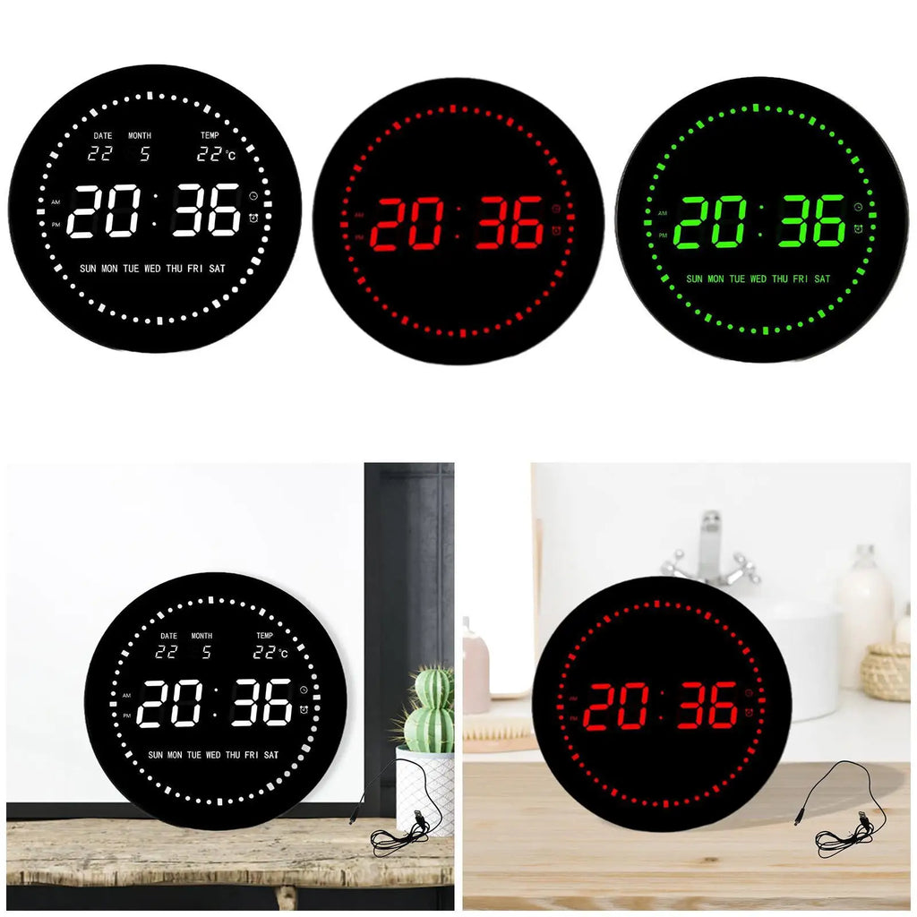 LED Digital Clock with USB Cable Tabletop Clock for Indoor School Classroom Quake