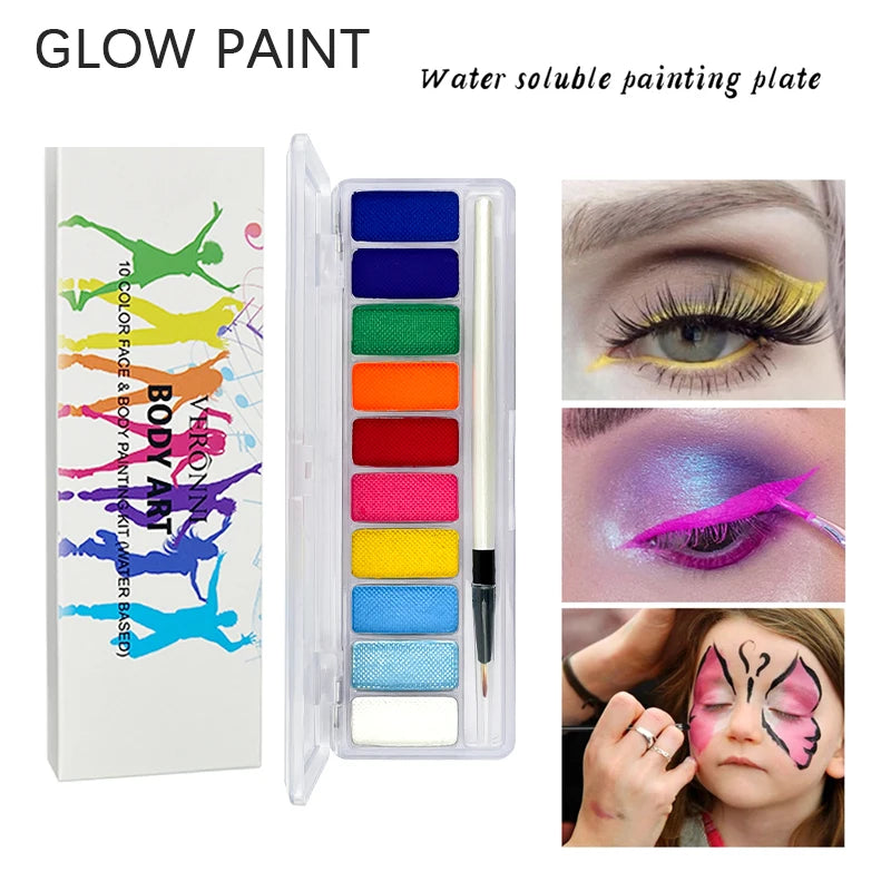 10 Colors Glow Fluorescent Neon Oil Face Body Art Paint UV Glow Oil Painting Halloween Party Fancy Dress Beauty Makeup Cosmetics Quake 02