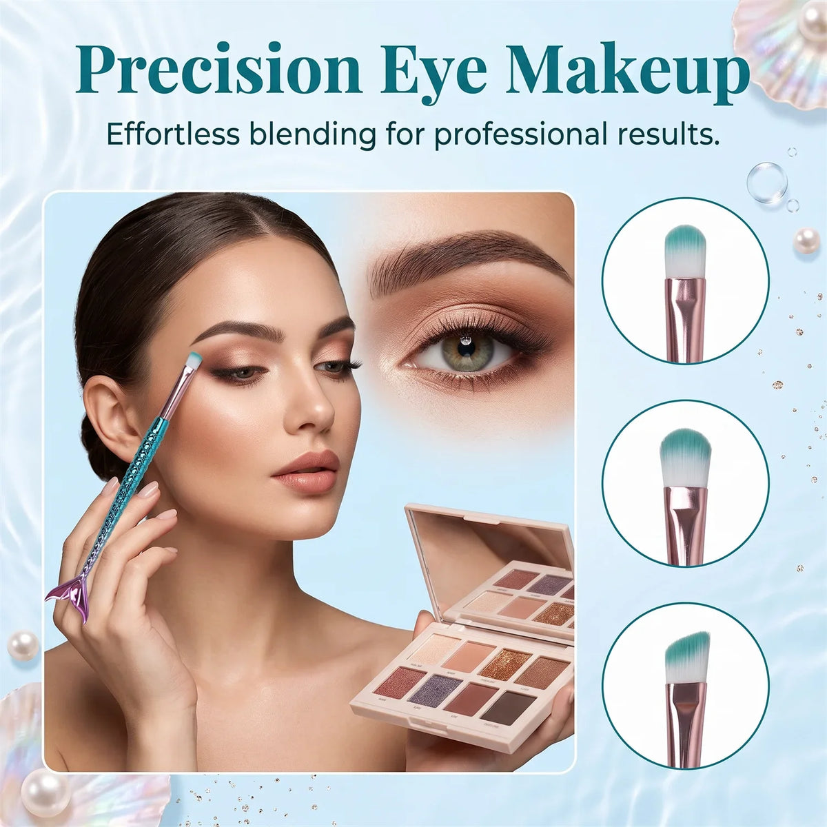 10/11-Piece Mermaid Makeup Brush Set – Creative & Cute Cosmetic Kit for Girls, Perfect Birthday Gift Quake
