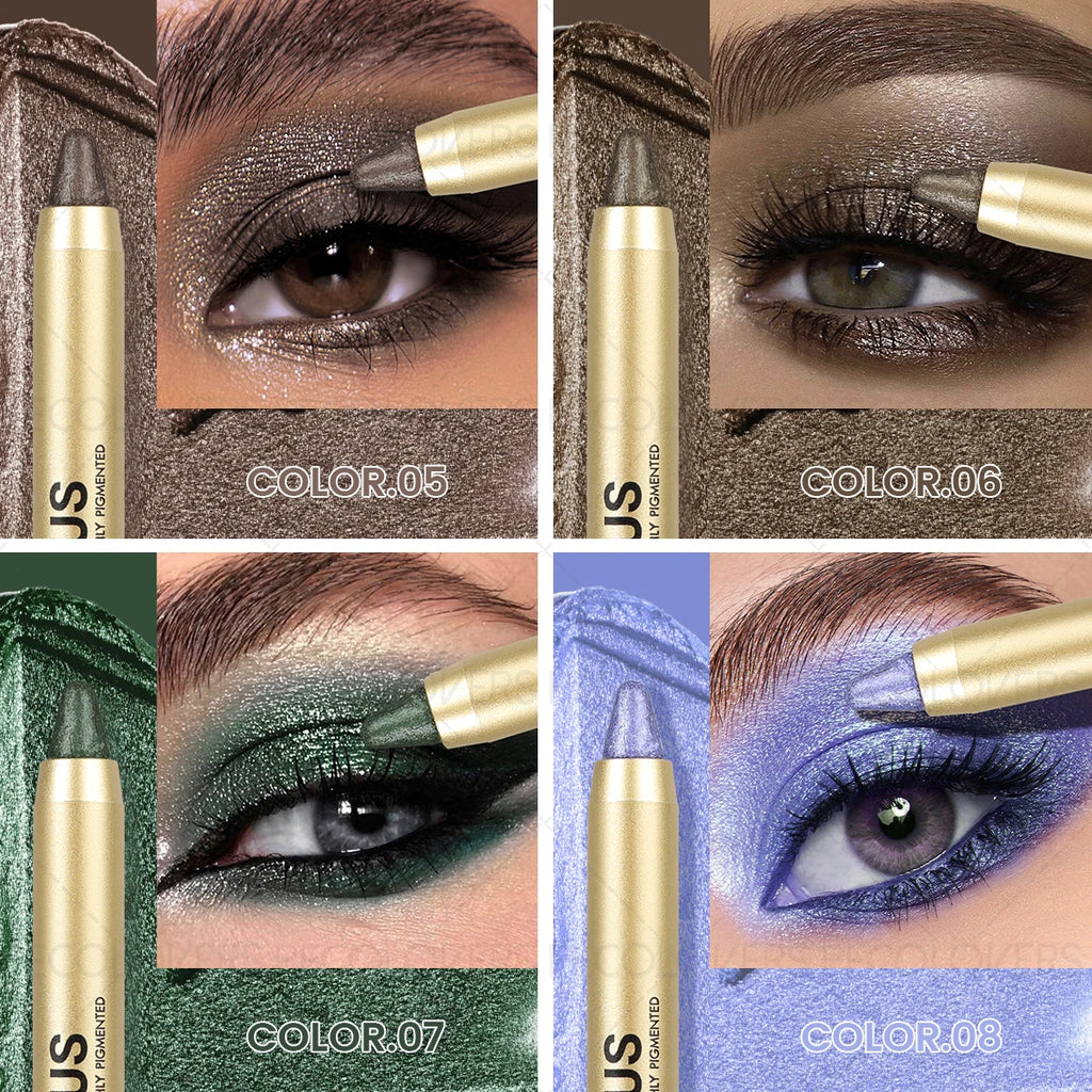 1 Pc Shimmer Eyeshadow Stick, Dual-ended Eyeshadow Pen, with Brush, Eye-catching Eye Makeup High Color Rendering, Concert Makeup Quake
