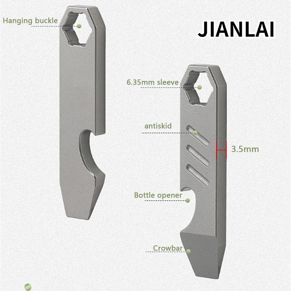 Mini TC4 Titanium Alloy Crowbar Bottle Opener Graduated Scale Hexagon Wrench EDC Outdoor Tools Multifunction Camping Gear Quake