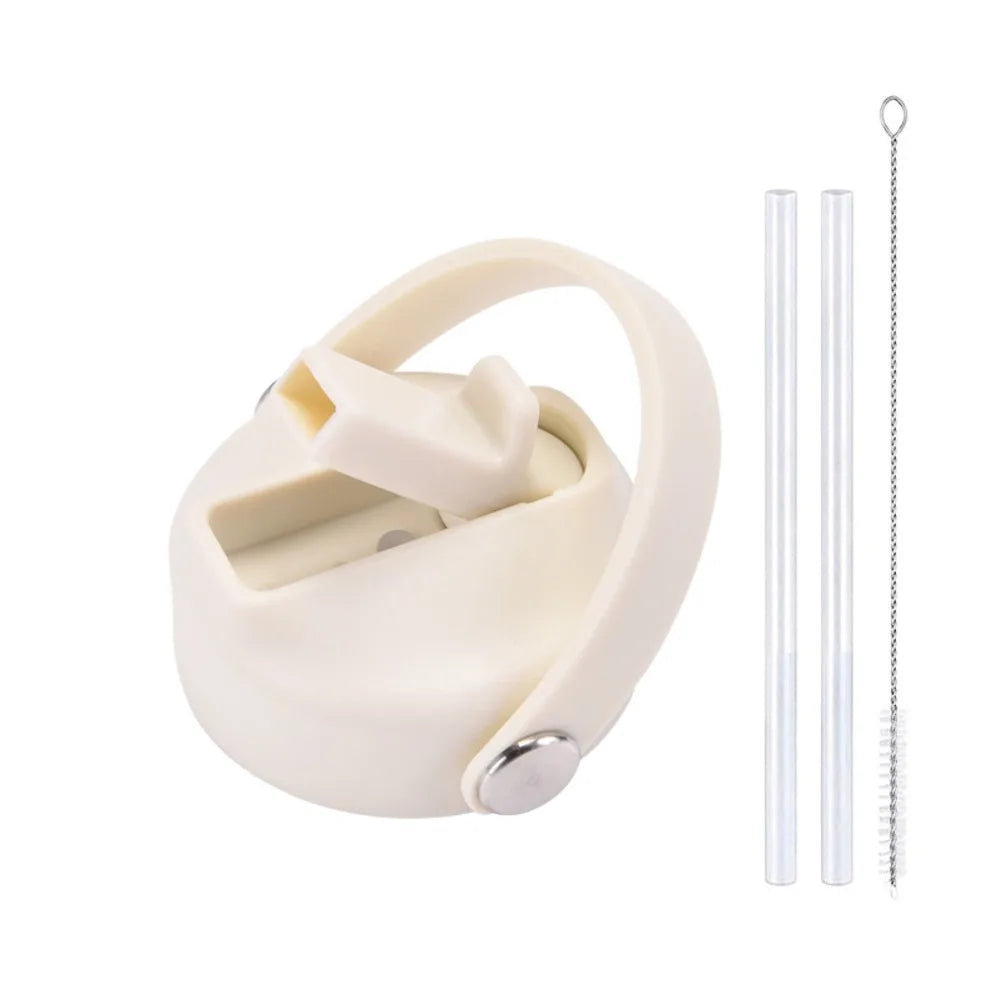 PP Plastic Cup Lid Splash Spill Proof With Big Handle Vacuum Bottle Replacement Lid Wide Mouth Bottle Cover Quake 9