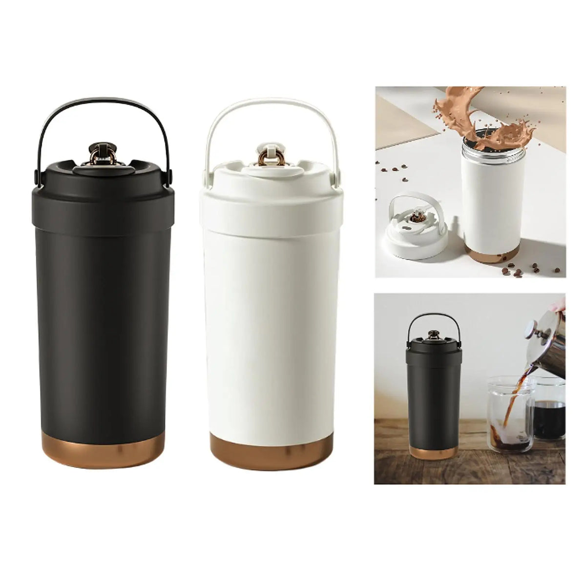 Stainless Steel Tumbler Double Wall Insulated Water Bottle for Hot/Ice Coffee, Tea and Beer Reusable with Straw for Picnic Quake