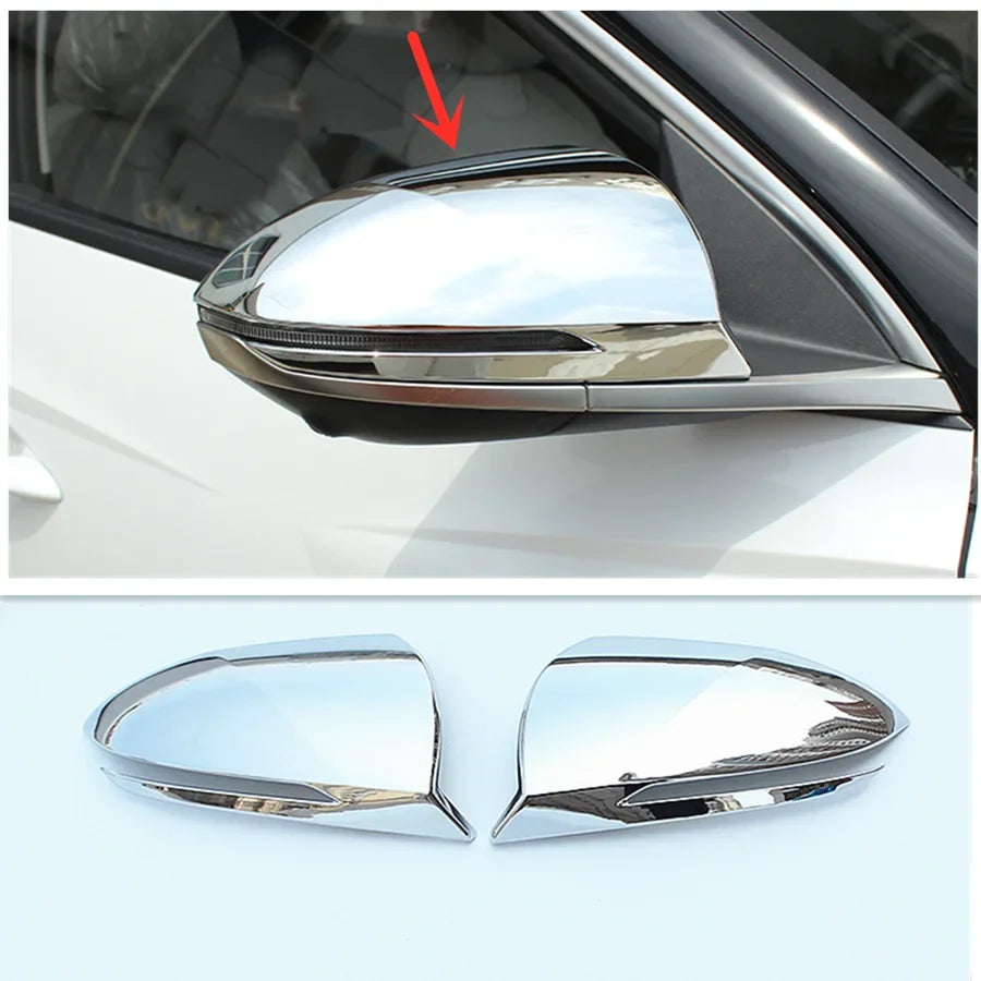 For Hyundai Tucson NX4 2021-2023 Car Rearview Side Mirror Cover Wing Cap Exterior Door Rear View Case Trim Carbon Fiber Look Quake Silver