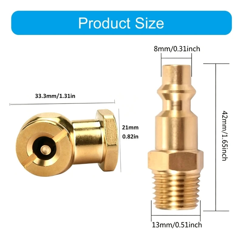 Pack Of 2 Heavy Duty Brass Tire Air Chucks with Double Connection Suitable for Car Motorcycle Bike Truck Industrial Use H8WE Quake