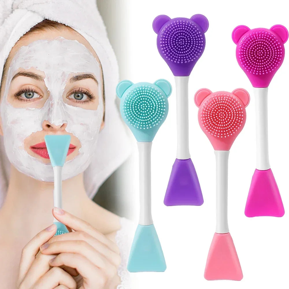 vvocci Double Head Facial Mask Silicone Applicator Spoon Spatula Stirring Stick Women Skin Face Cleansing Care Home Makeup Tools Quake