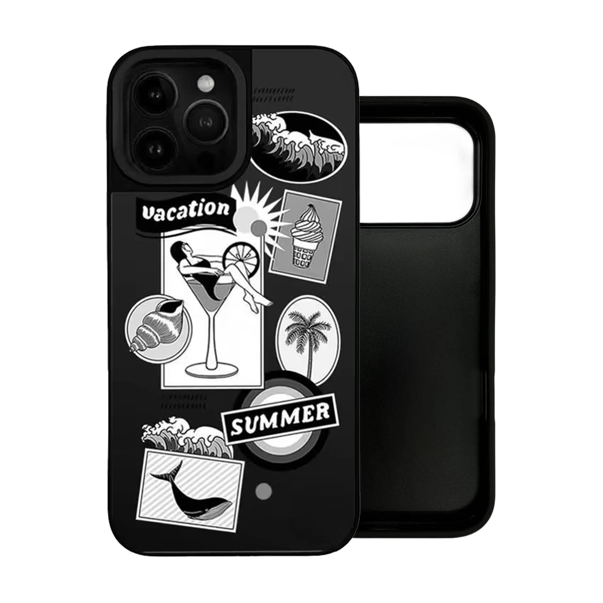 Vacation Summer Pattern Mirror Surface Magnetic Phone Case Cover for IPhone 13 14 15 16 17 18 Pro Max Case Quake