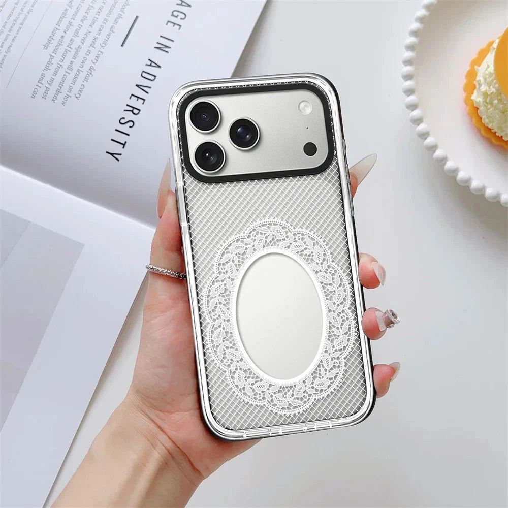 6082518 White Border Magnetic Phone Case Cover for IPhone 14 15 16 17 18 Pro Max Case Quake