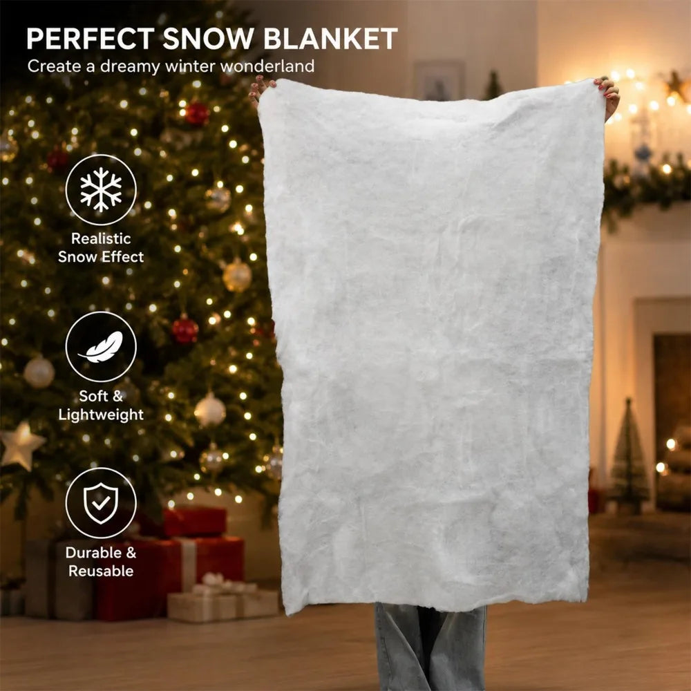 Christmas Decorative Snow Fabric White Soft Fluffy Snow Carpet Fake Simulated Snow Scenery for Winter Xmas Tree Holiday Decor Quake
