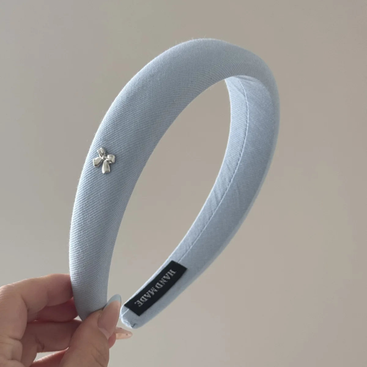 Silver Small Bow Headband Korean Sweet Temperament Pressure Hair Headband Daily Versatile Headband for Outdoor Hair Accessories Quake blue
