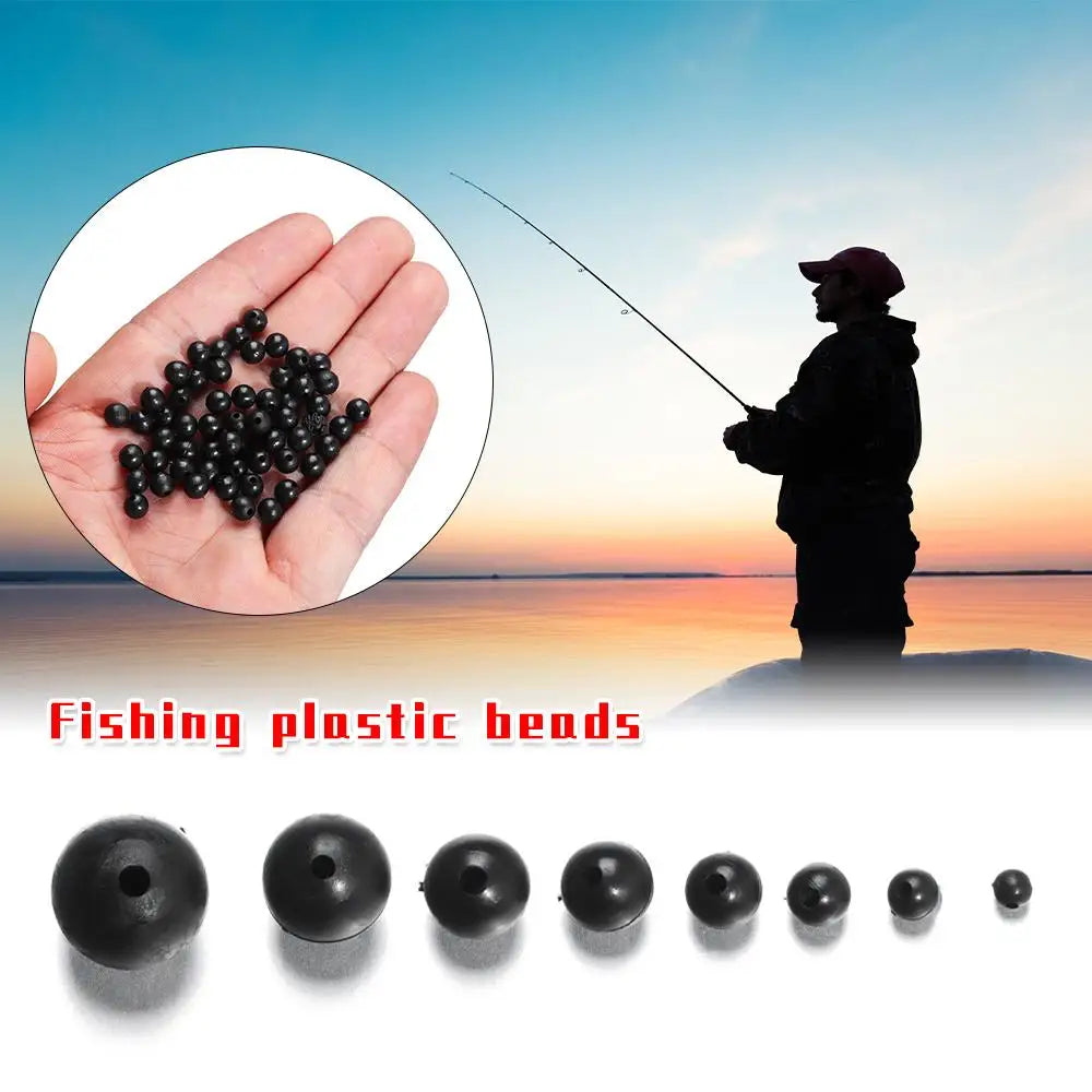 High Quality Plastic Stoppers Night Black Fishing Floats Beads Round Soft and hard bean Quake