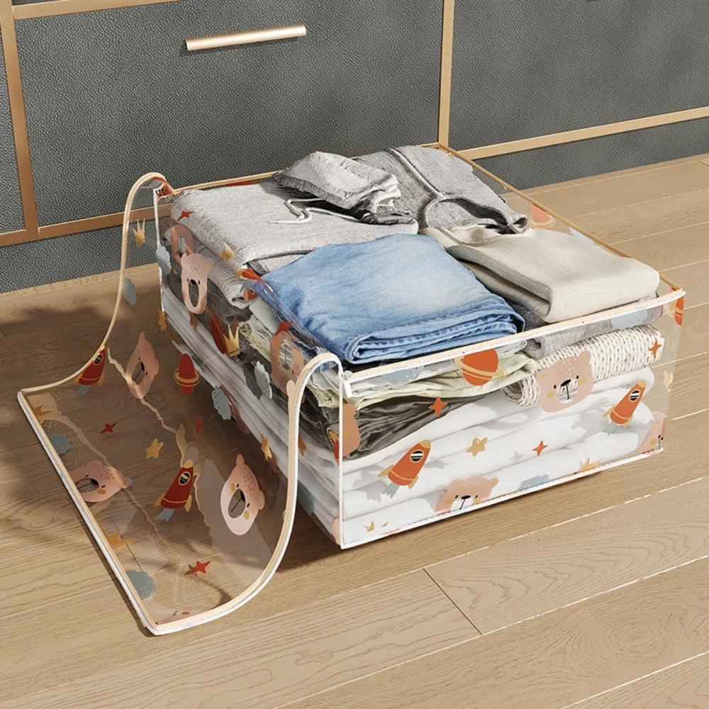 New Three-Dimensional Storage Bag Dustproof Large Capacity Clothes Organizer Transparent Waterproof Quilt Bag Household Quake