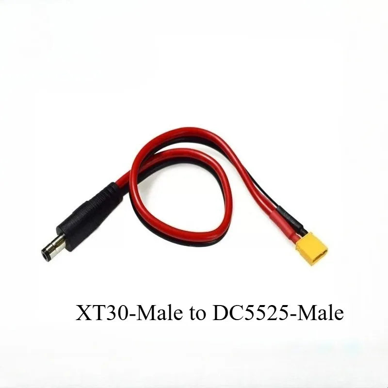 XT30 Male Female To DC5521/5525mm Male Adapter Wire 14AWG Heavy‑Duty Power Cable For FPV Goggles Battery Power Connection Quake XT30-M to DC5525-M 1PCS 1M