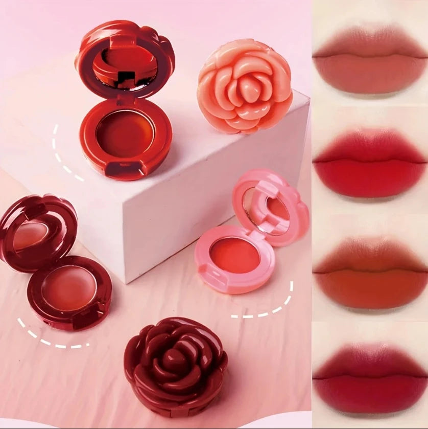 Creative Rose-Shaped Matte Lipstick Velvet Mousse Lip Clay Long-Lasting Lightweight Matte Makeup Effect Blush for All Skin Types Quake