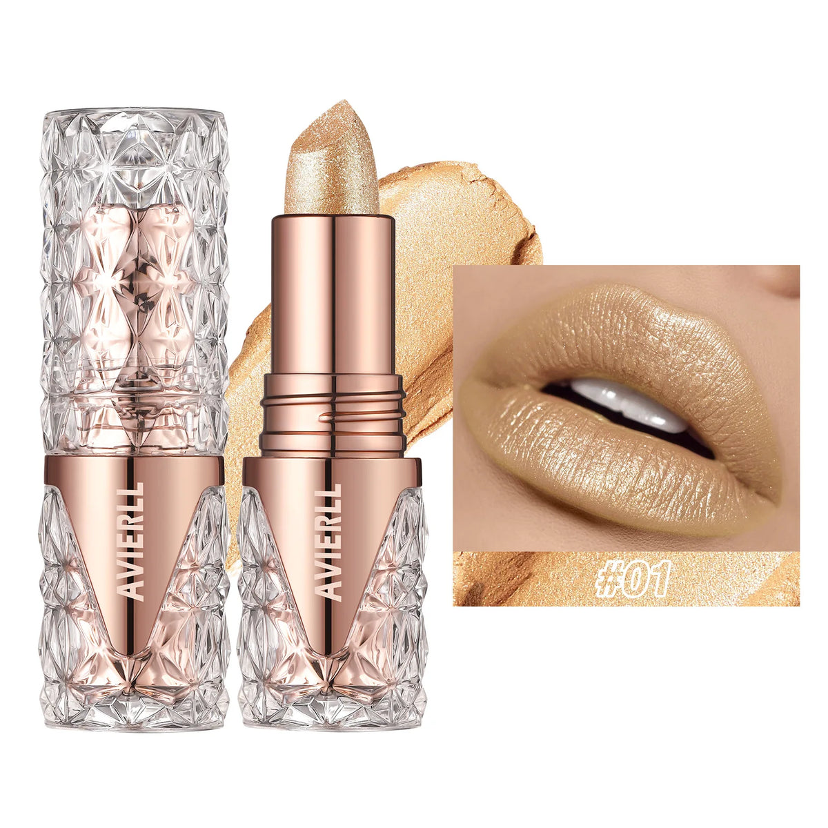 Waterproof Lipstick, Long Lasting, Shining, Glitter, Pearly Lip Gloss, Moisturizing, Non-Stick Cup Quake 01