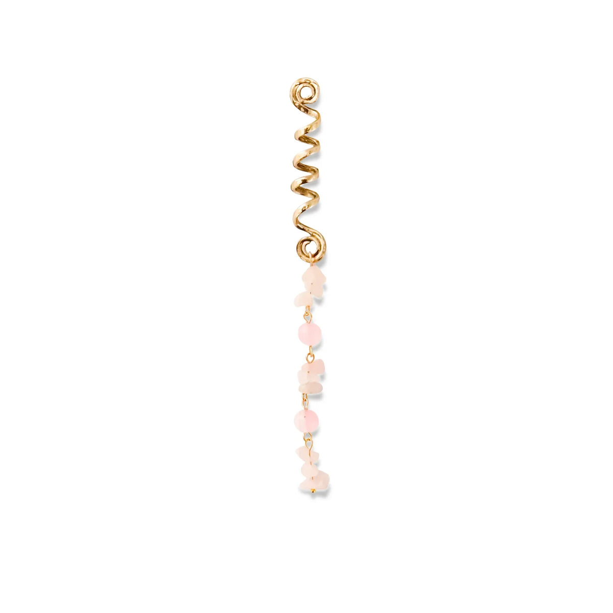 New Colored Hair Beads Crystal Stone Braids Barrette Spiral Charms Beads for Women Jewelry Vintage Hairpin Dreadlock Accessories Quake Pink-long