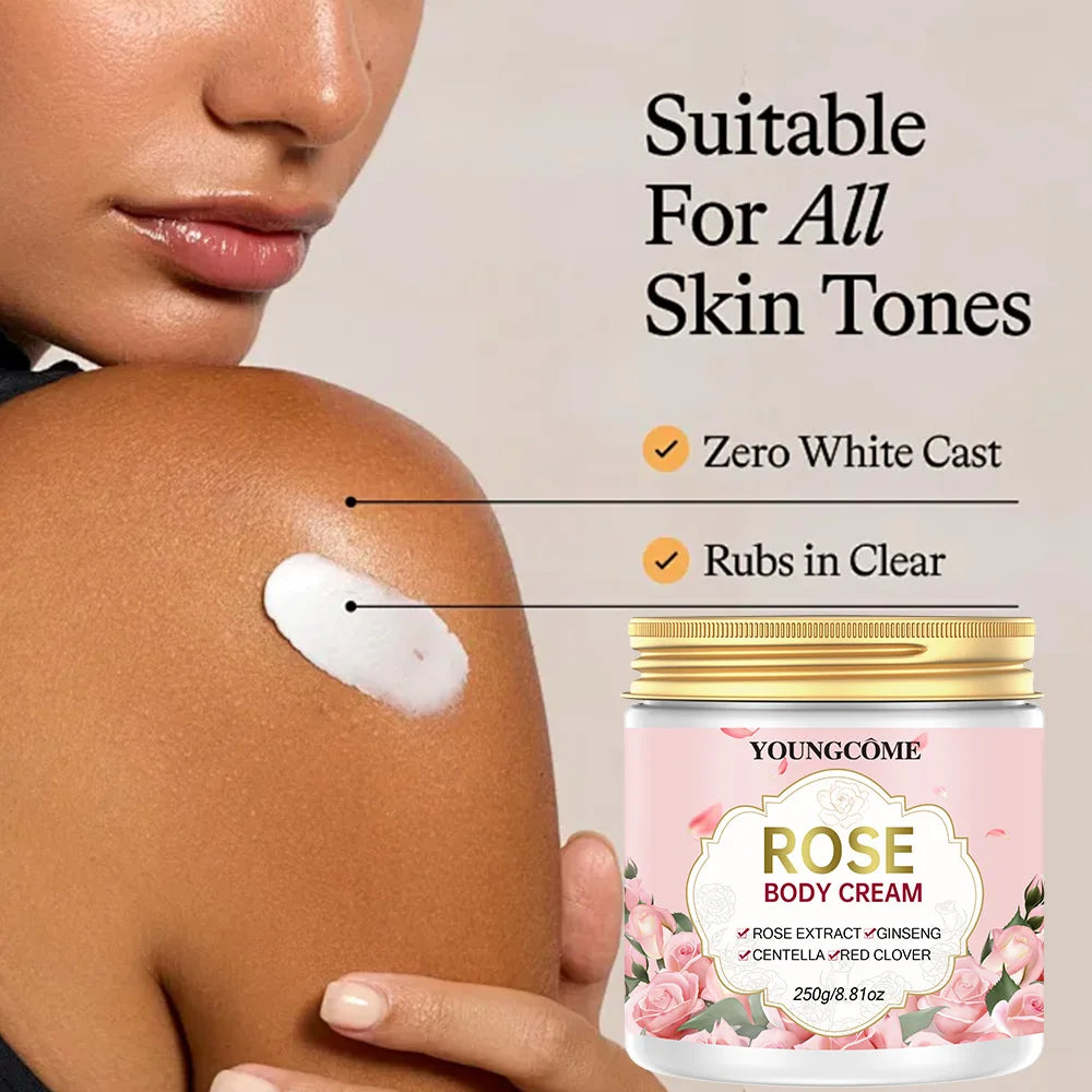 Rose Body Cream Whitening Intimate Areas Underarm Knee Buttocks Private Bleach Remove Melanin Waterproof Brighten Nourish Cream Quake