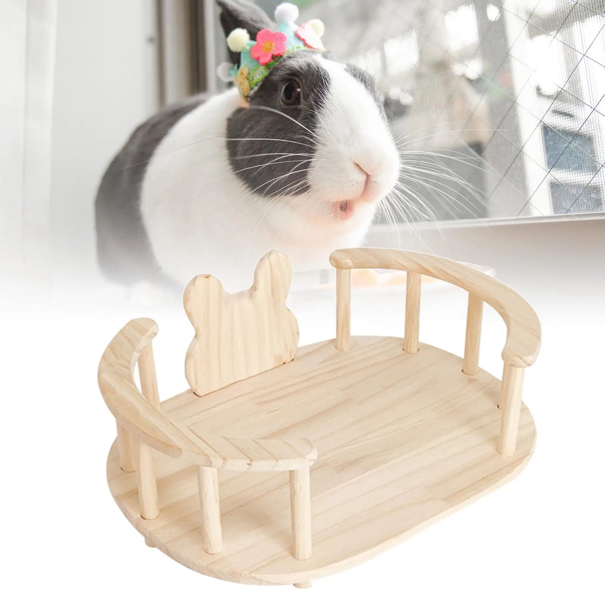 Wooden Bed, Easy to Assemble, Stable Indoor Playhouse, Small Animals Sleeping Habitat for s Guinea Pigs Quake oval