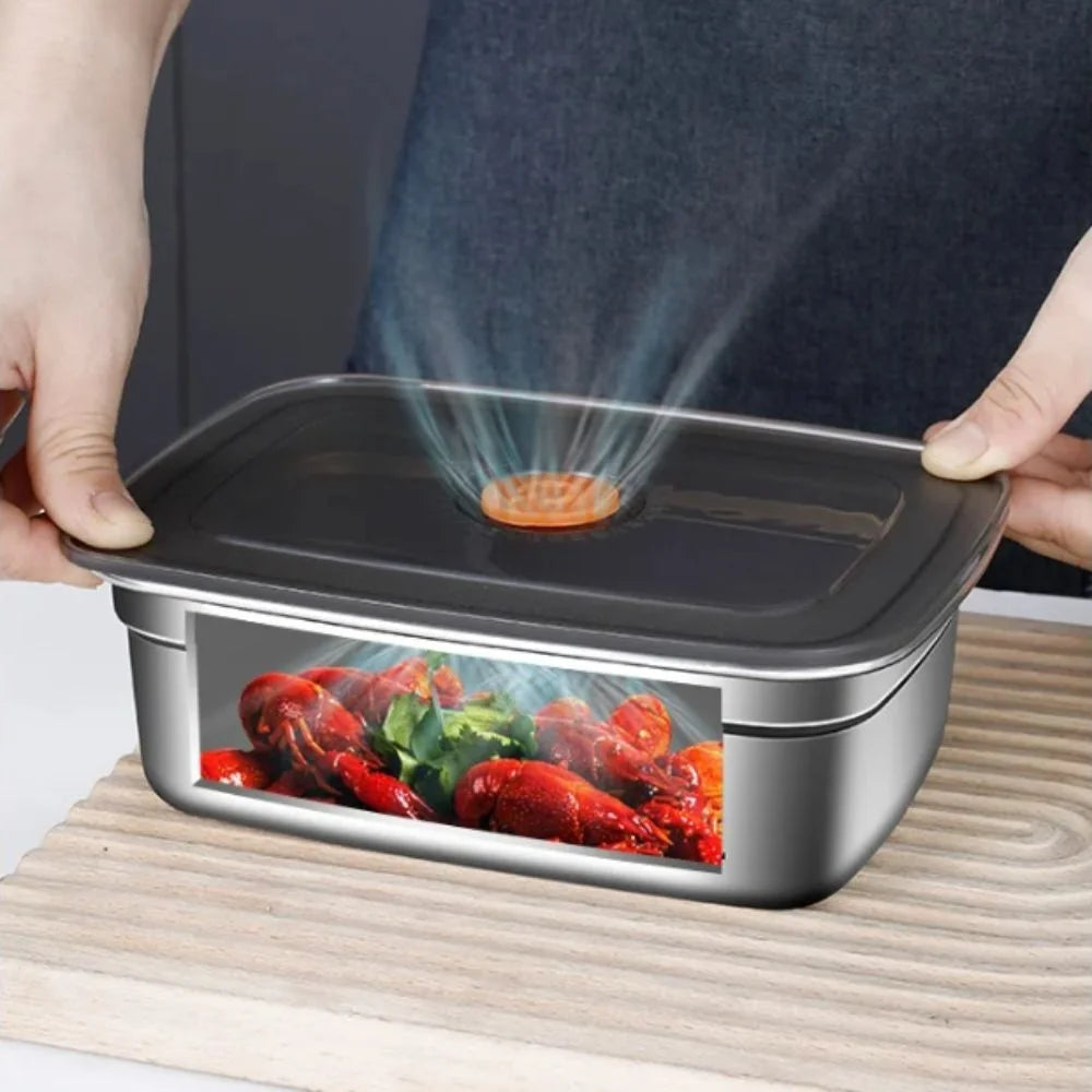 New Stainless Steel Camping Lunch Box Sealed Large Capacity Bento Box Leak-proof Refrigerator Freezer Storage Box Camp Supplies Quake