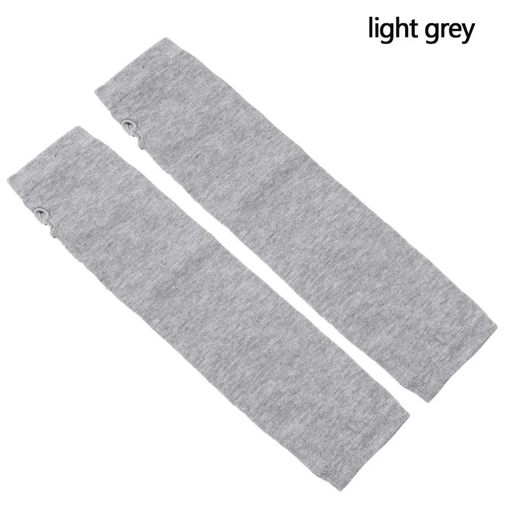 Striped Cotton Long Sleeve Fingerless Long Gloves Handschoenen Wristband Arm Warmer Elbow Mittens Quake light grey