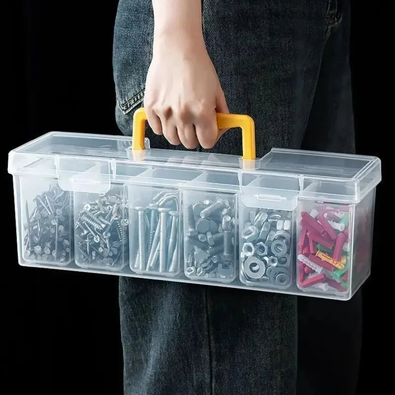 Home Hardware Parts Storage Box Transparent Divider Design Screw Accessory Sorting Portable Small Component Tool Container Quake
