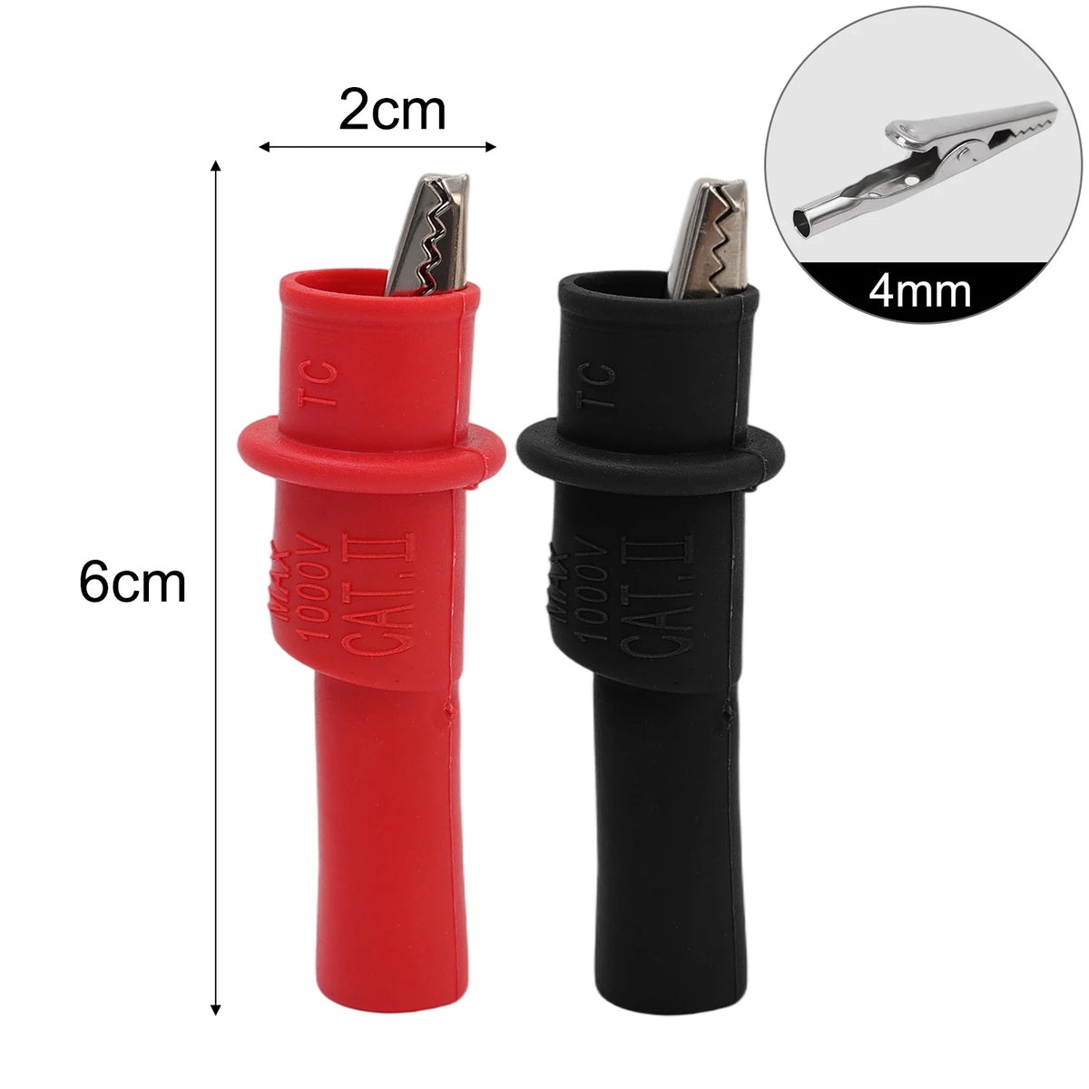 20/2PCS Universal Crocodile Test Clip Red Black Multimeters Test Meter Clip Cable Lead Connector Repair Tester Tool Accessories Quake 4mm 1Pair (2PCS)