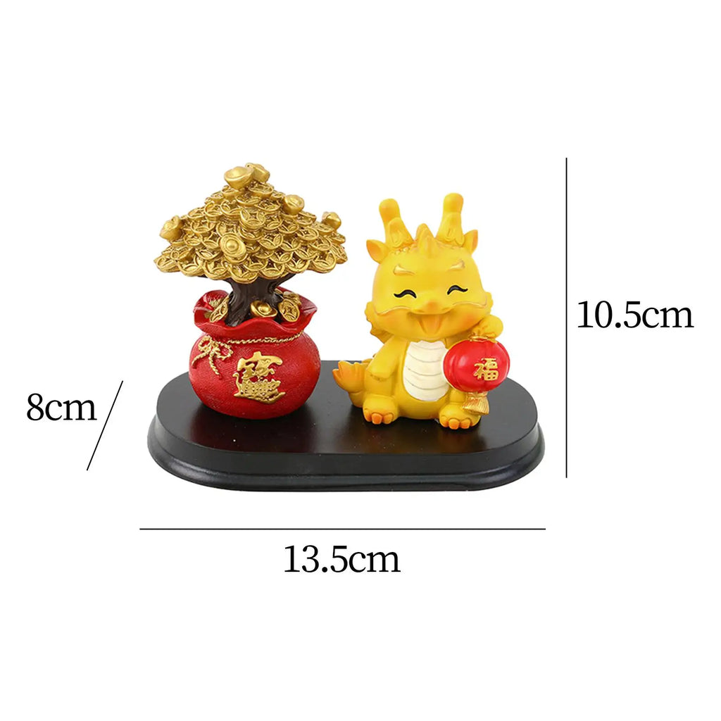Chinese Dragon Statue with Money Tree Statue Lucky Wealth Figurine Resin Desktop Chinese Fortune Sculpture for Bookcase Hotel Quake