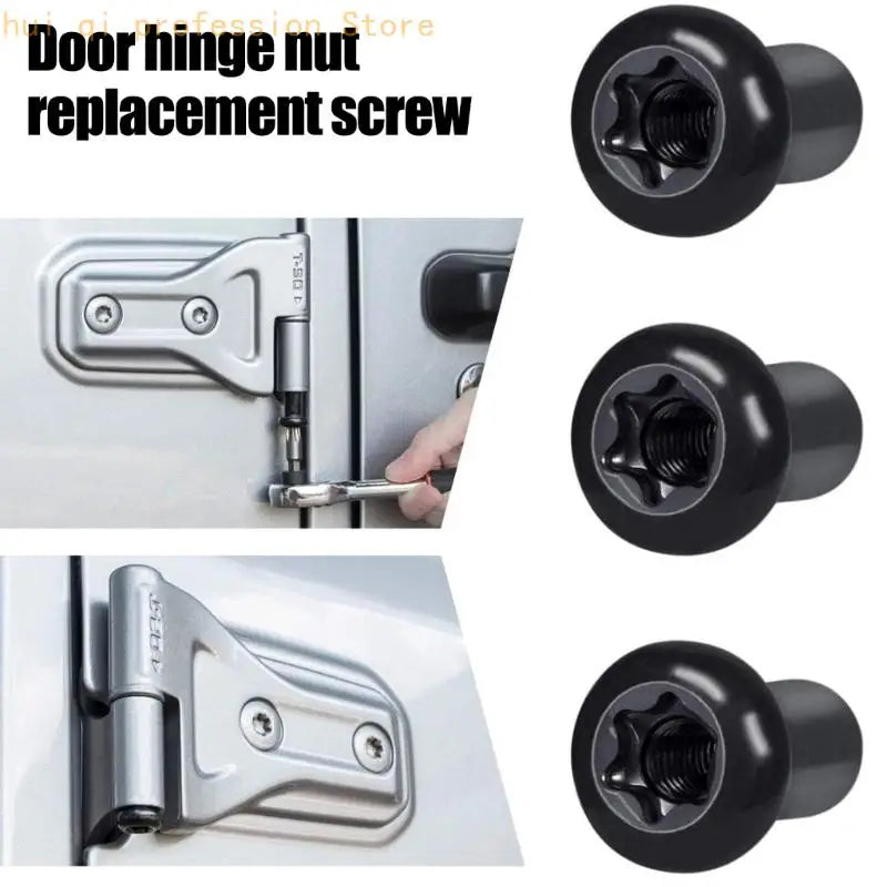 Door Hinge Nut Replacement 8 Piece Black Threaded Insert Hardware with Flanged Base for Vehicle Door Hinge Repair H8WE Quake