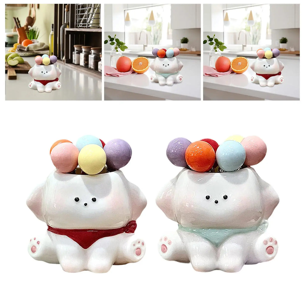 Food Pick Ceramic Puppy Fruit Fork Jar Dessert Fork Set for Fruits Snacks and Stylish Table Decor Quake