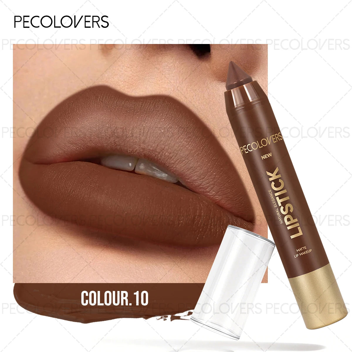 1PC Lip Liner in A Brown Tube, Outlines The Contours of Lips, Creates Plump and Charming Lips, Brown Lipstick, Non-stick Cup Quake 10